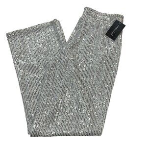 Messini Pants Womens S White Sequin Pull On Elastic Waist Event Party Holiday